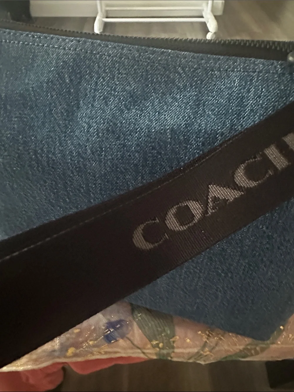 Coach Denim Bag with Black Strap